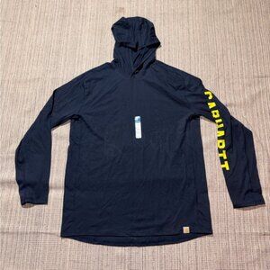 CARHARTT Men's Force Relaxed Logo Hoodie Size L In Navy